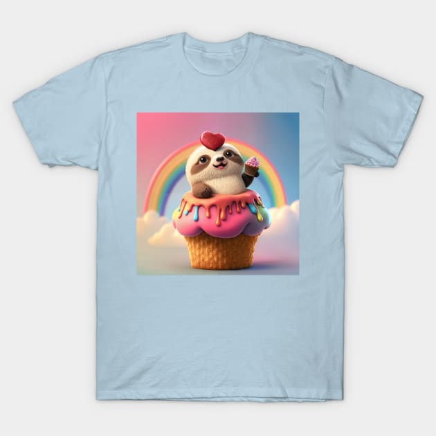 Awww. Cute Furry Baby on a Cupcake with a Heart T-Shirt by akastardust